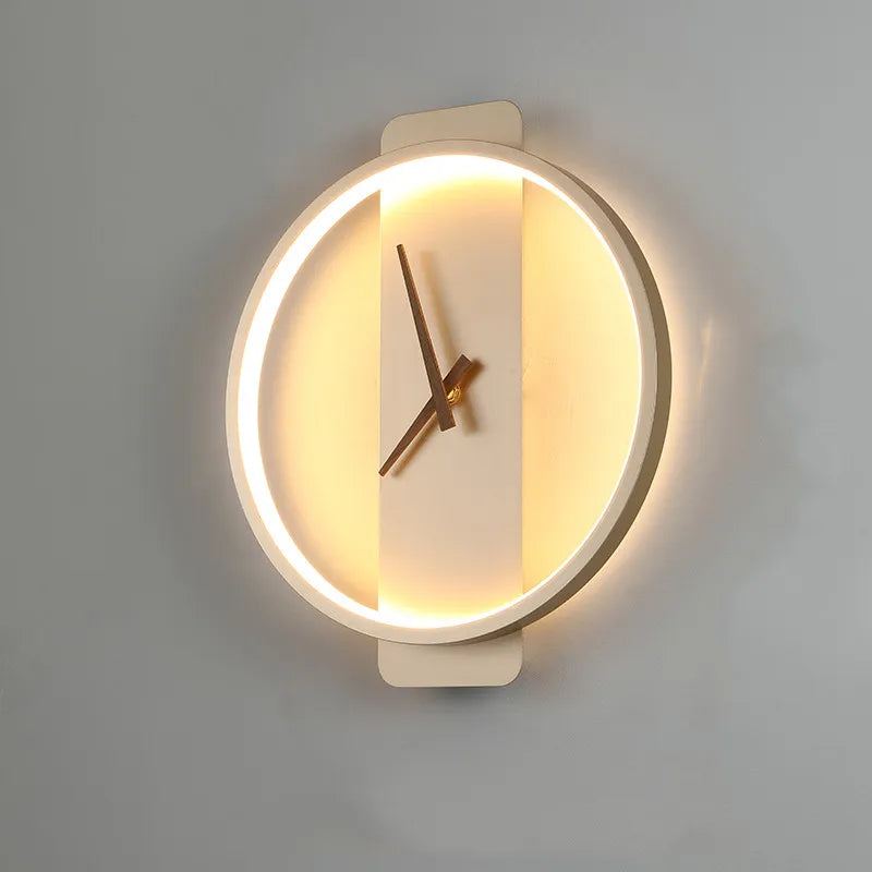 Nordic Wall Lamp Clock Shape Housing for Bedroom Use