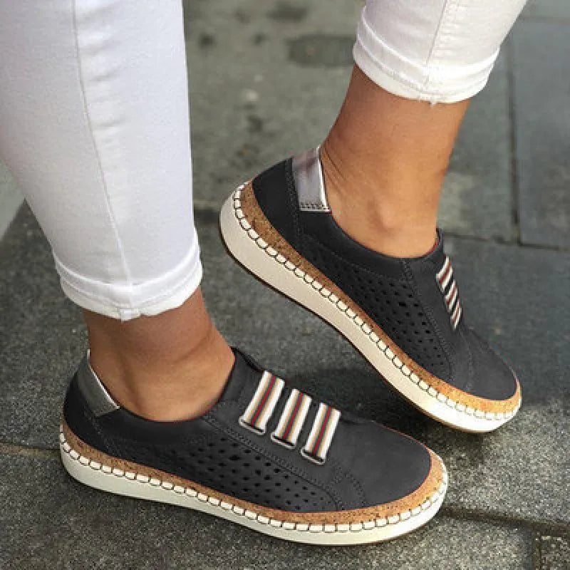 Casual Sports Shoes Lace Up Leather Upper for Women