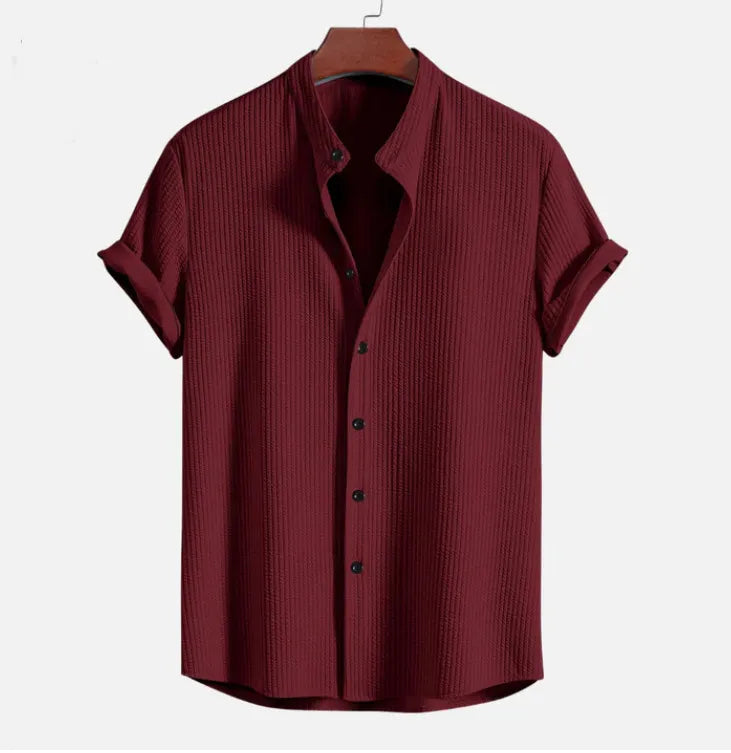 Men Loose Shirt Short Sleeve Fabric for Casual Wear