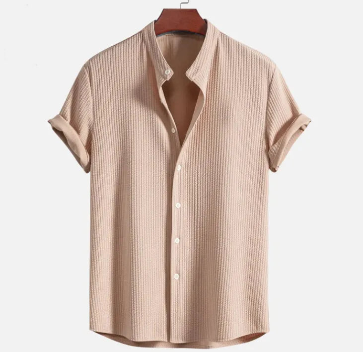Men Loose Shirt Short Sleeve Fabric for Casual Wear