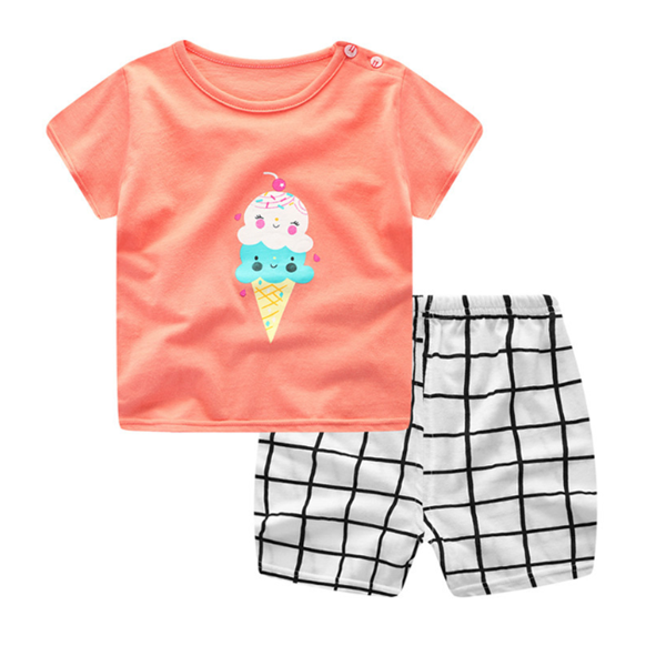 Baby Clothing Set Short Sleeve Cotton Blend for Infants