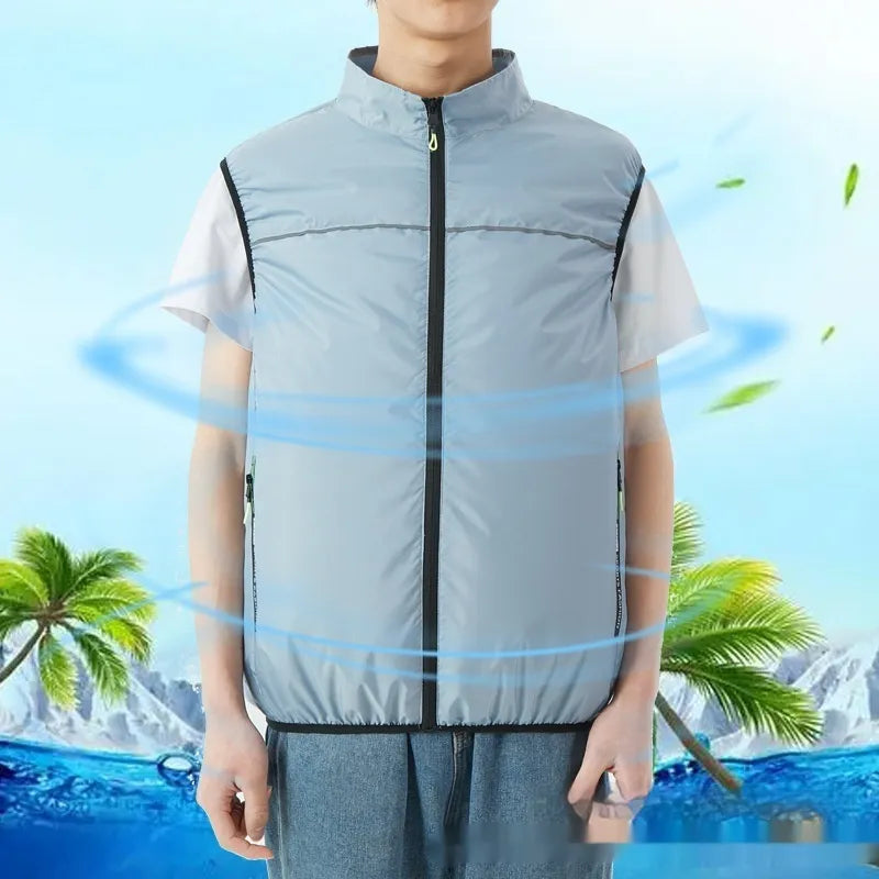 Cooling Fan Vest Rechargeable Fabric Design for Outdoor Use