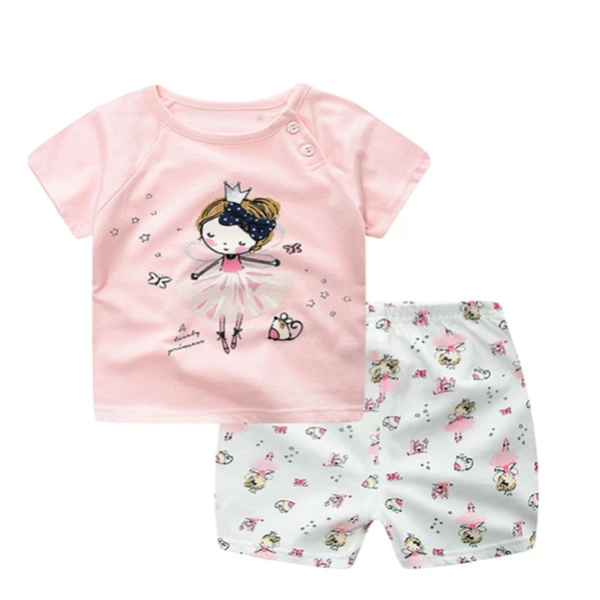 Baby Clothing Set Short Sleeve Cotton Blend for Infants