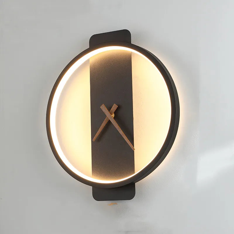 Nordic Wall Lamp Clock Shape Housing for Bedroom Use