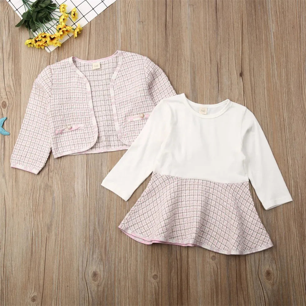 Children Dress Set Long Sleeve Cotton Blend for Girls