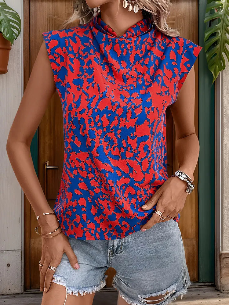 Women Blouse Short Sleeve Fabric Top for Casual Wear