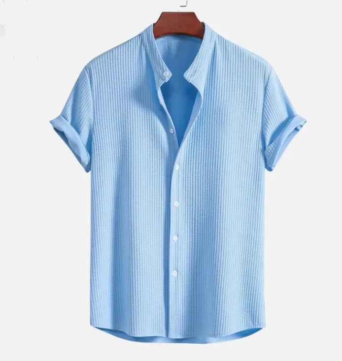 Men Loose Shirt Short Sleeve Fabric for Casual Wear
