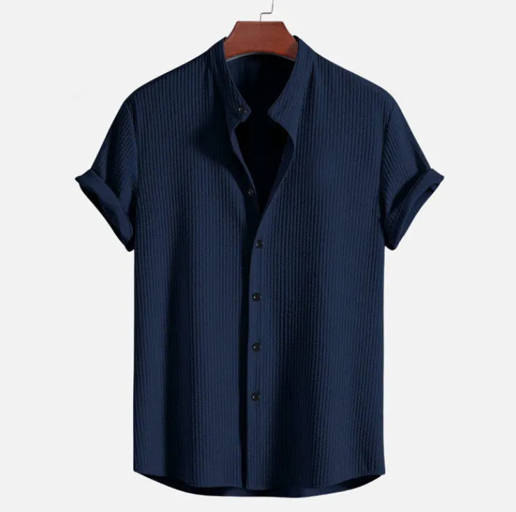 Men Loose Shirt Short Sleeve Fabric for Casual Wear