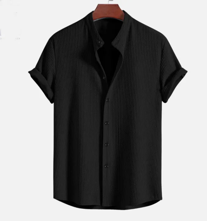 Men Loose Shirt Short Sleeve Fabric for Casual Wear