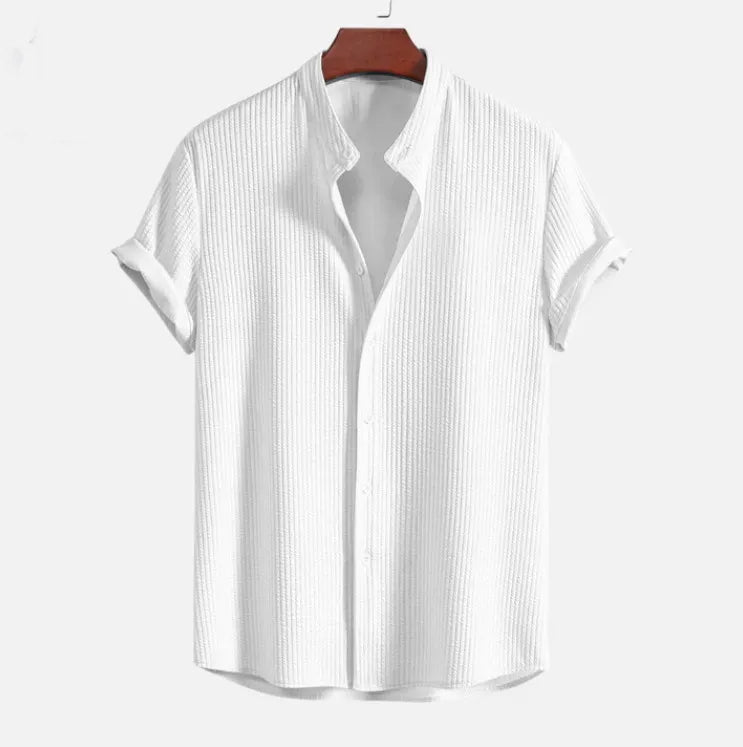 Men Loose Shirt Short Sleeve Fabric for Casual Wear