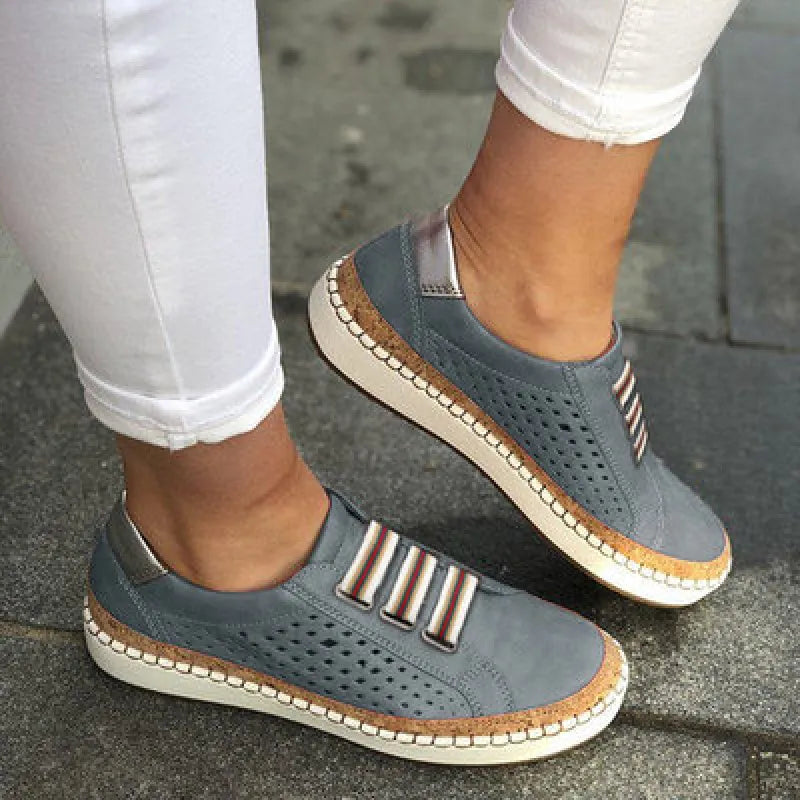 Casual Sports Shoes Lace Up Leather Upper for Women