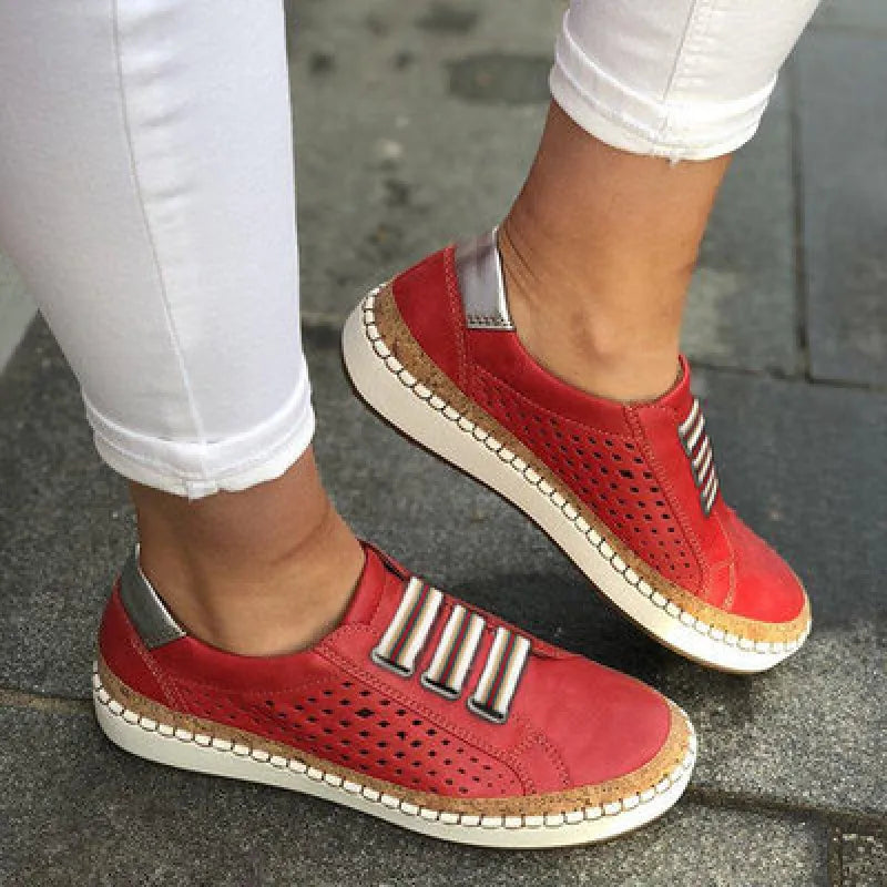 Casual Sports Shoes Lace Up Leather Upper for Women