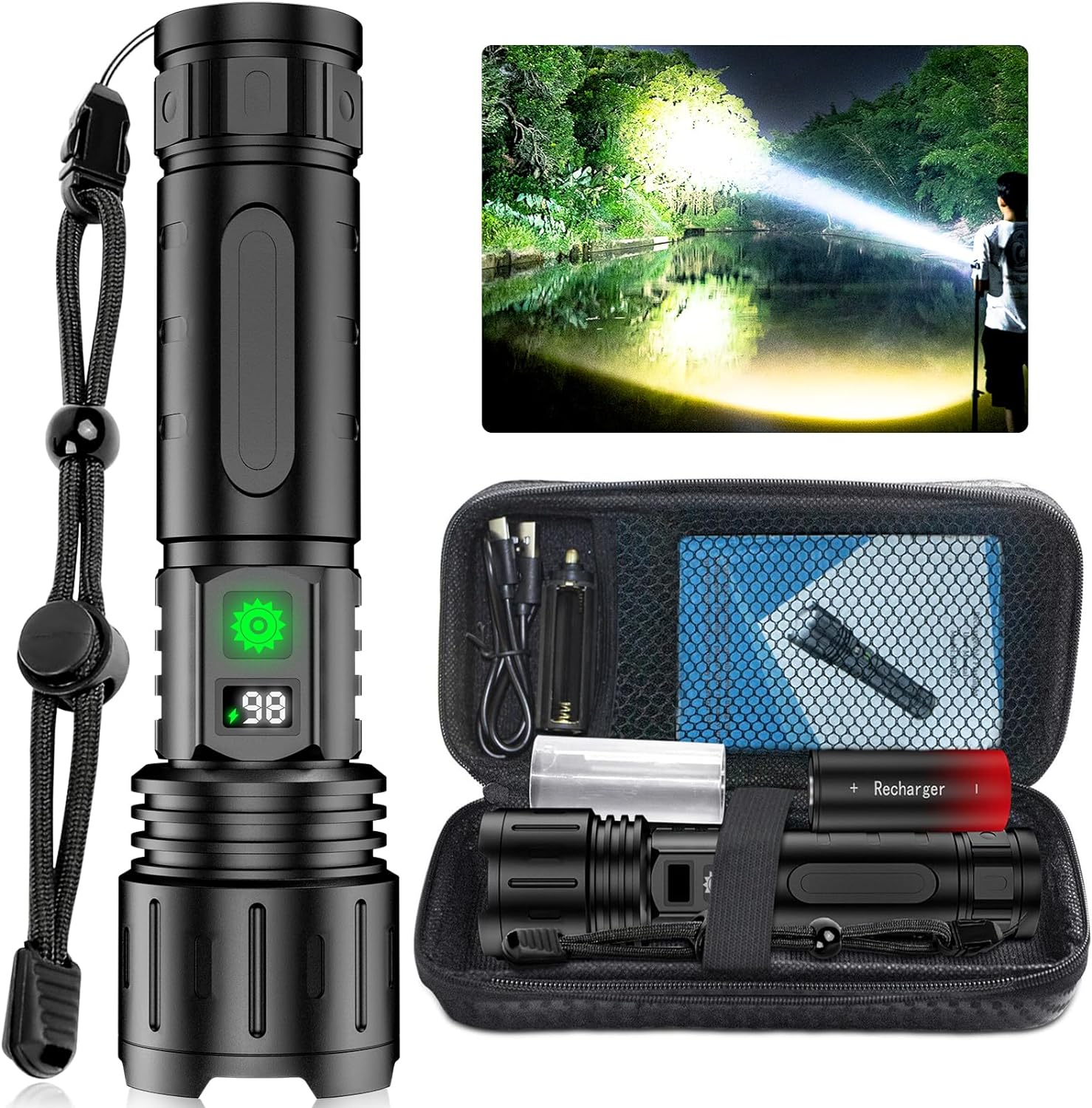 LED Flashlight Long Range Aluminum Body for Outdoor Use