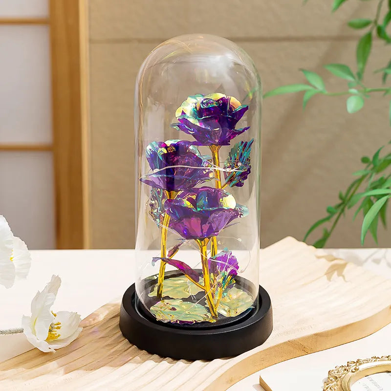 Rose Glass Lamp Ornament Foil Decoration for Indoor Display