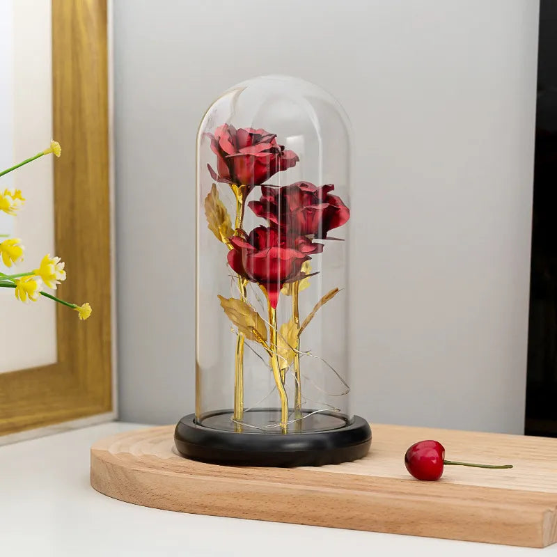Rose Glass Lamp Ornament Foil Decoration for Indoor Display