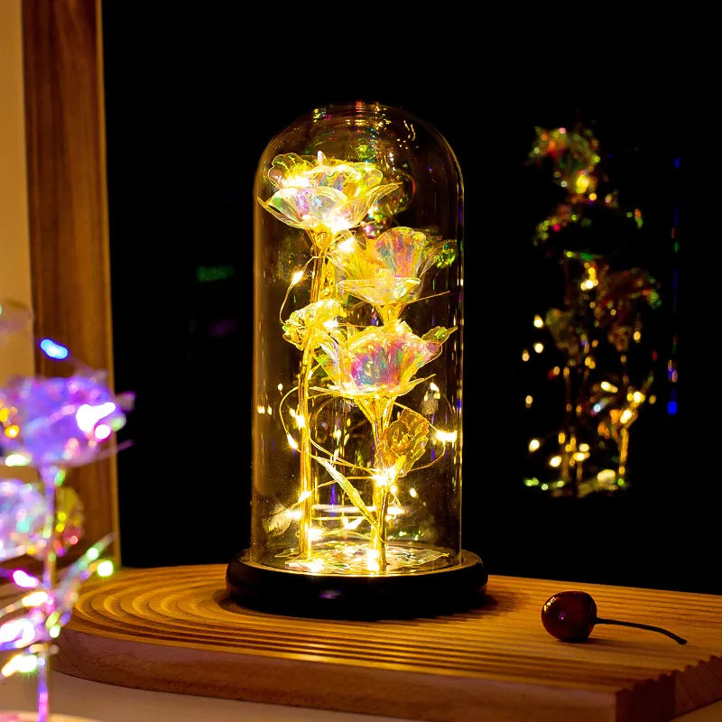 Rose Glass Lamp Ornament Foil Decoration for Indoor Display