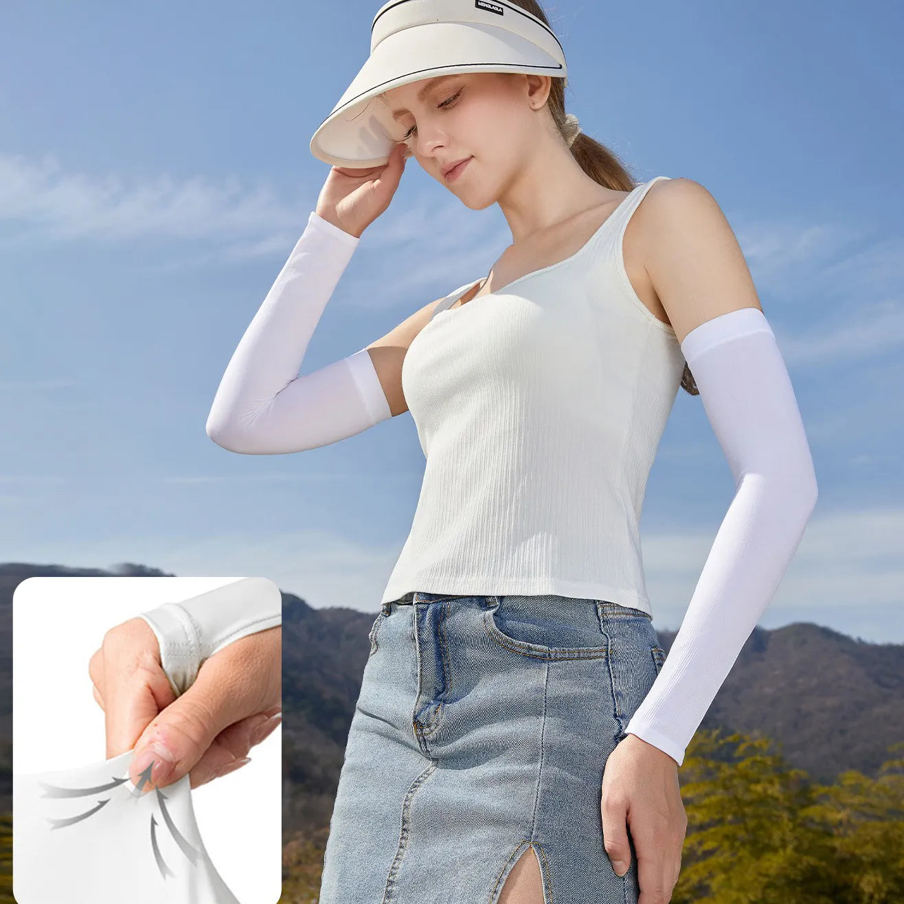 Ice Silk Arm Sleeves Stretch Fabric for Outdoor Use
