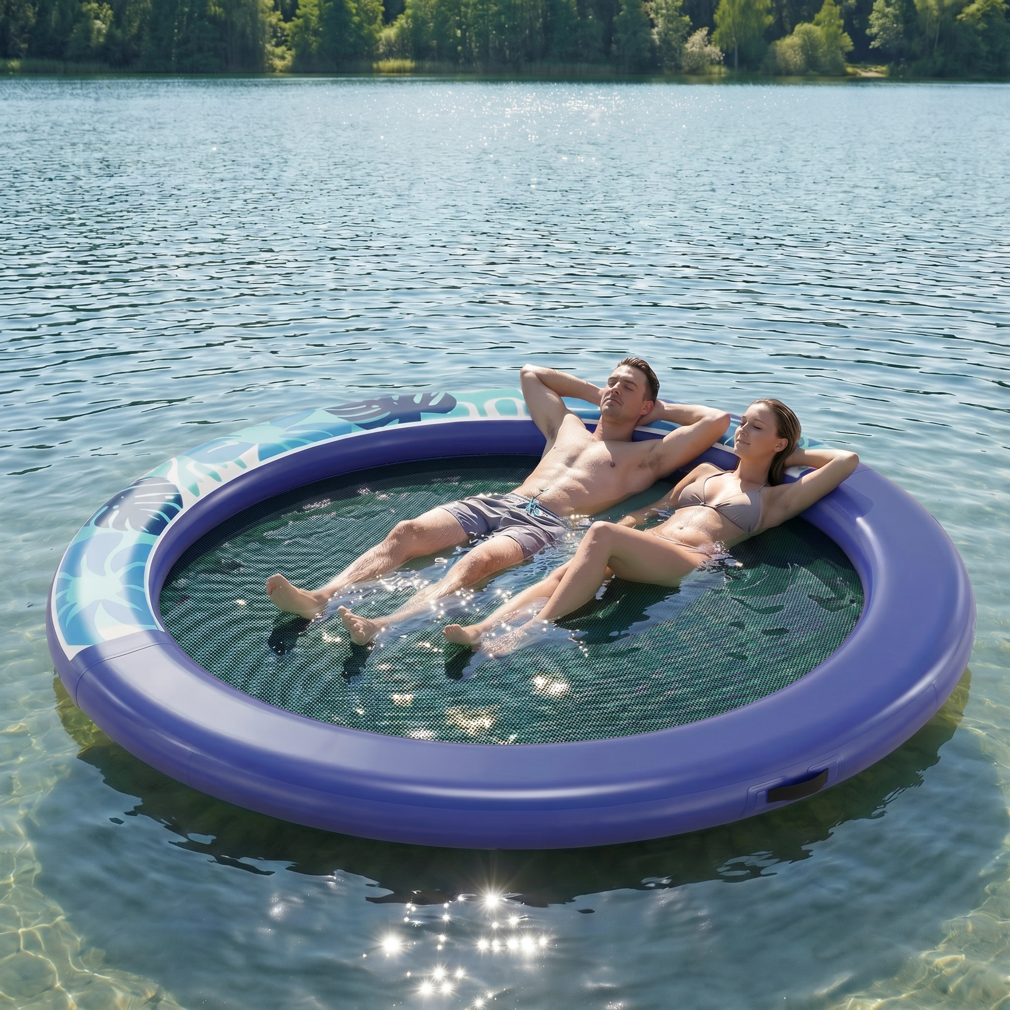 Floating Dock Platform Inflatable Surface for Water Recreation