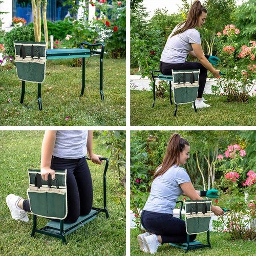 Foldable Garden Kneeler Bench with Foam Pad and Handles
